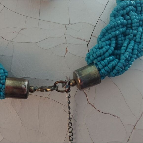 Vintage Turquoise Seed bead collar Necklace - Picture 3 of 5